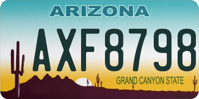 AZ license plate AXF8798