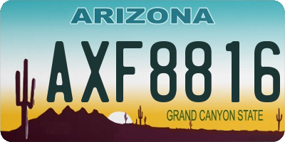 AZ license plate AXF8816