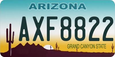 AZ license plate AXF8822