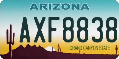 AZ license plate AXF8838