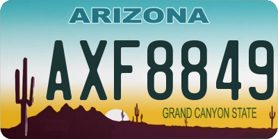 AZ license plate AXF8849