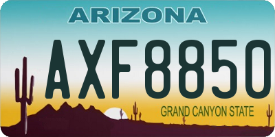 AZ license plate AXF8850