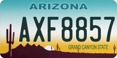 AZ license plate AXF8857