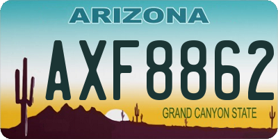 AZ license plate AXF8862