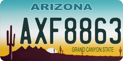AZ license plate AXF8863