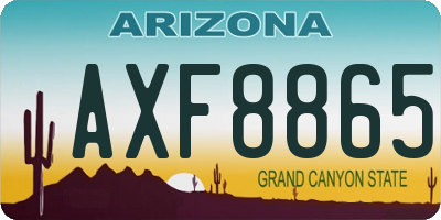 AZ license plate AXF8865