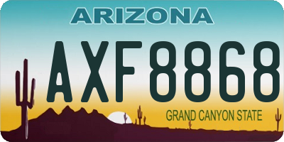 AZ license plate AXF8868