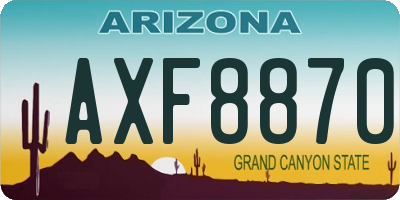 AZ license plate AXF8870
