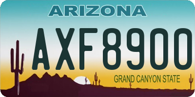 AZ license plate AXF8900