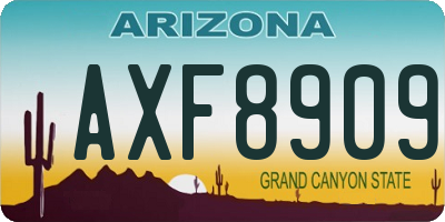 AZ license plate AXF8909