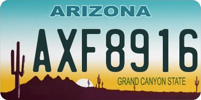 AZ license plate AXF8916