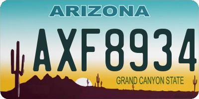 AZ license plate AXF8934