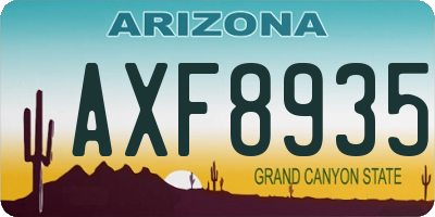 AZ license plate AXF8935