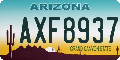 AZ license plate AXF8937