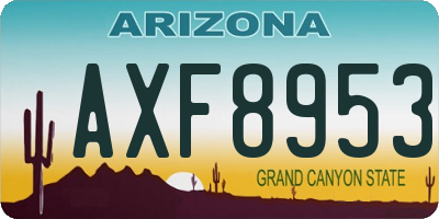 AZ license plate AXF8953