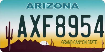 AZ license plate AXF8954