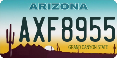 AZ license plate AXF8955