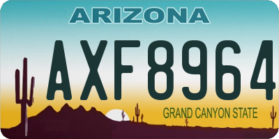 AZ license plate AXF8964