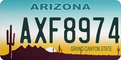 AZ license plate AXF8974