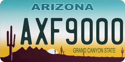 AZ license plate AXF9000