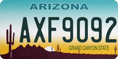 AZ license plate AXF9092