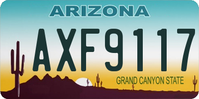 AZ license plate AXF9117
