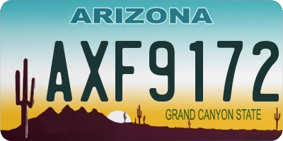 AZ license plate AXF9172