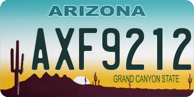 AZ license plate AXF9212