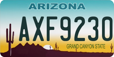 AZ license plate AXF9230