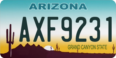 AZ license plate AXF9231