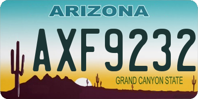 AZ license plate AXF9232