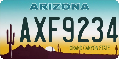 AZ license plate AXF9234