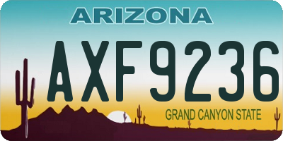 AZ license plate AXF9236