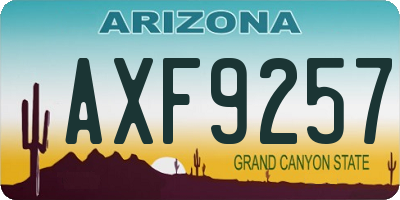 AZ license plate AXF9257
