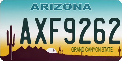 AZ license plate AXF9262