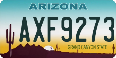 AZ license plate AXF9273