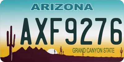 AZ license plate AXF9276