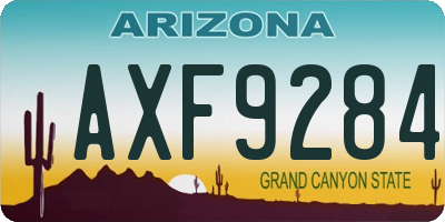 AZ license plate AXF9284