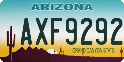 AZ license plate AXF9292