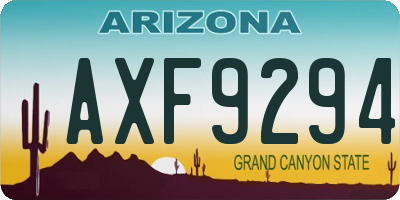 AZ license plate AXF9294