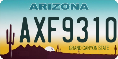 AZ license plate AXF9310