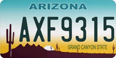 AZ license plate AXF9315