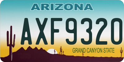 AZ license plate AXF9320