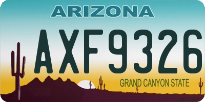 AZ license plate AXF9326