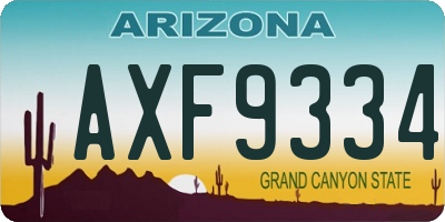 AZ license plate AXF9334