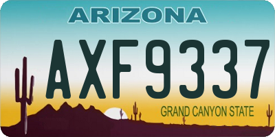 AZ license plate AXF9337