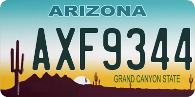 AZ license plate AXF9344