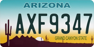AZ license plate AXF9347