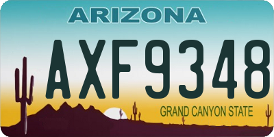 AZ license plate AXF9348