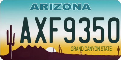 AZ license plate AXF9350